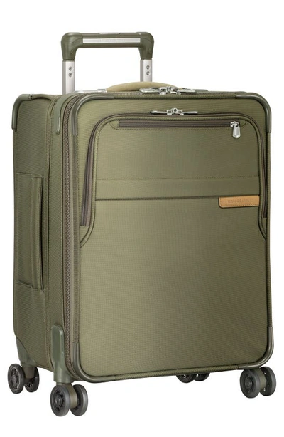 Briggs & Riley Baseline International Carry-on Expandable Wide-body Spinner In Olive