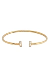 Knotty Skinny Crystal Cap Cuff In Gold