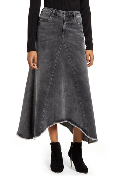 Wash Lab Long Denim Skirt In Grey