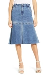 Wash Lab Denim Trumpet Skirt In Crushed Blue