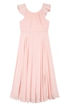 Dessy Collection Kids' Flutter Sleeve Chiffon Flower Girl Dress In Blush