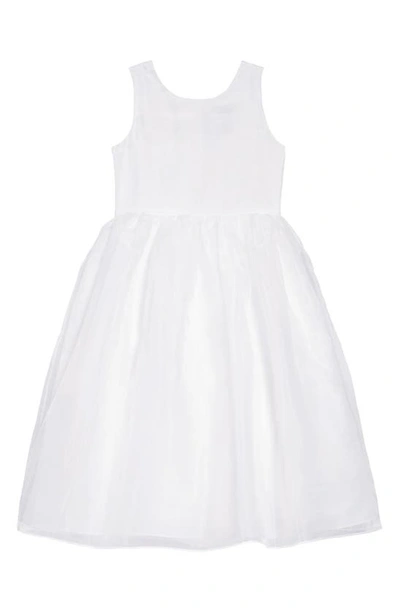 Us Angels Kids' Sleeveless Organza Dress In White