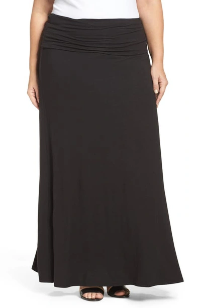 Loveappella Fold Over Maxi Skirt In Black