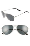 Brightside Orville 58mm Mirrored Aviator Sunglasses In Silver/ Grey