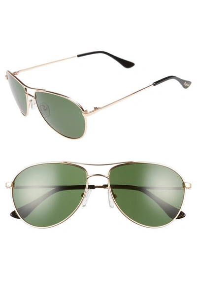 Brightside Orville 58mm Mirrored Aviator Sunglasses In Gold/ Green