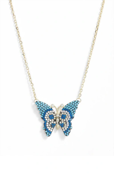 Knotty Butterfly Pendant Necklace In Gold