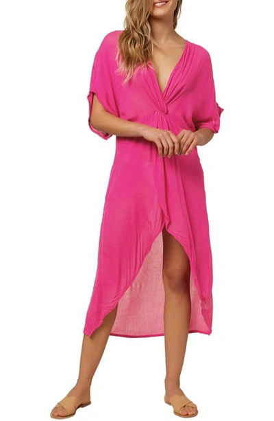 O'neill Saltwater Twist Cover-up Tunic Dress In Neon Pink