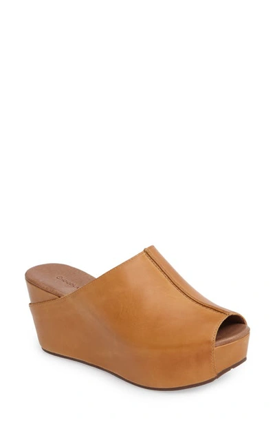 Chocolat Blu Wynn Peep Toe Mule In Camel Leather