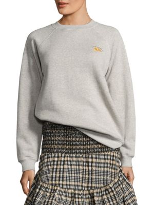Ganni Leroy Isoli Cotton Sweatshirt In Paloma Melange | ModeSens