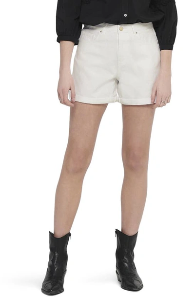 Only High Waist Cuffed Shorts In White