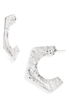Karine Sultan Hexagonal Hoop Earrings In Silver