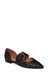 Linea Paolo Dean Pointy Toe Flat In Black/ Silver Nappa Leather