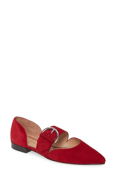 Linea Paolo Dean Pointy Toe Flat In Red Suede