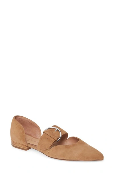 Linea Paolo Dean Pointy Toe Flat In Tan Suede