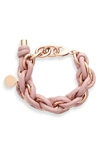 Knotty Leather Wrap Chain Bracelet In Rose Gold/ Mauve