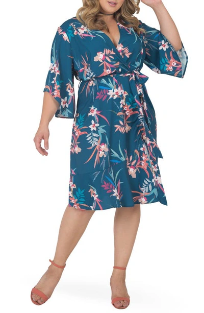 Standards & Practices Wrap Dress In Tropical Mist
