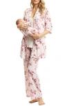 Everly Grey Analise During & After 5-piece Maternity/nursing Sleep Set In Blossom
