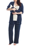 Everly Grey Women's  Analise During & After 5-piece Maternity/nursing Sleep Set In Navy