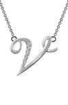 Lafonn Initial Pendant Necklace In V - Silver