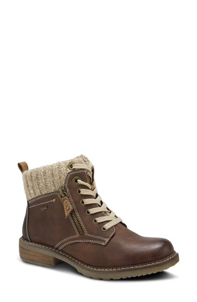 Spring Step Khazera Lace-up Boot In Brown Faux Leather
