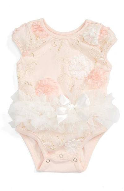 Popatu Babies' Floral Tutu Bodysuit In Peach