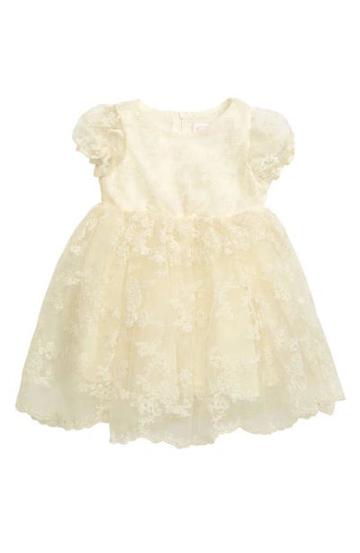 Popatu Babies'  Floral Embroidered Organza Fit & Flare Dress In Cream