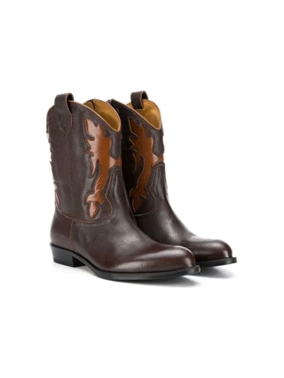 Gallucci Kids' Ankle Length Cowboy Boots In Brown