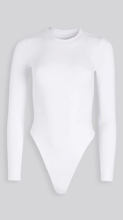 Good American Scuba Funnel Neck Long Sleeve Bodysuit In White