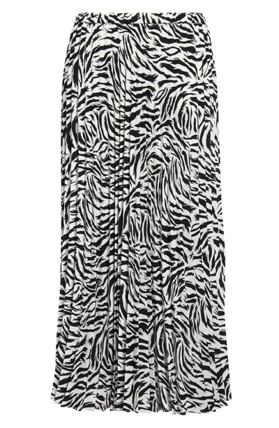 Halogenr Halogen Pleated Midi Skirt In Ivory- Black Feather Tiger