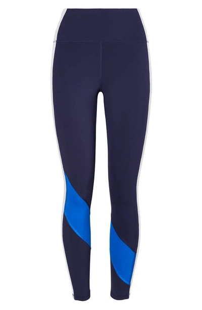 Tory Sport By Tory Burch Weightless Colorblock High Waist Leggings In Tory Navy/ Surf Blue