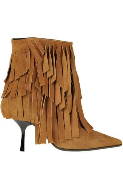Ncub Elle Fringed Suede Ankle Boots In Brown