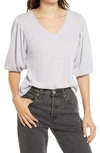All In Favor Balloon Sleeve Summer Knit Top In Lilac Hint