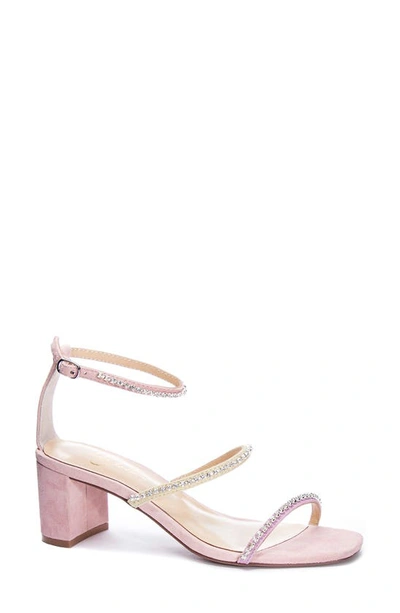 42 Gold Loretta Block Heel Sandal In Pink/ Pistachio Suede
