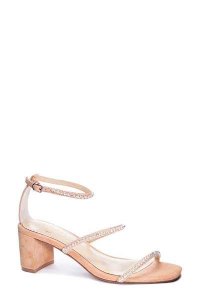 42 Gold Loretta Block Heel Sandal In Tumble/ Tigers E Suede