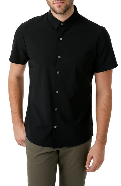 7 Diamonds American Me Slim Fit Short Sleeve Button-up Performance Shirt In Black