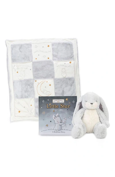 Bunnies By The Bay Little Star Quilt, Board Book & Stuffed Animal Set In Grey