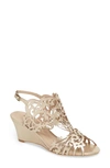 Klub Nico Marcela Laser Cutout Wedge Sandal In Champagne Leather