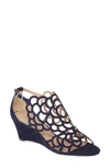 Klub Nico Millie Cutout Wedge Sandal In Navy Nubuck Leather