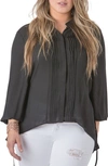 Standards & Practices Trisha Tuxedo Front Chiffon Blouse In Black