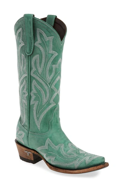 Lane Boots Saratoga Western Boot In Turquoise Leather