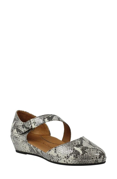 L'amour Des Pieds Beriyn Wedge Pump In Black Snake Print Leather