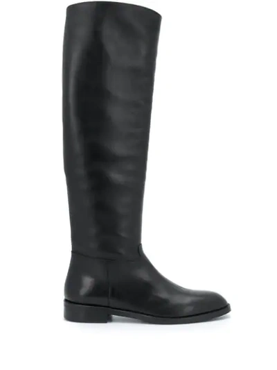 Paul Warmer Knee Length Low-heel Boots In Black