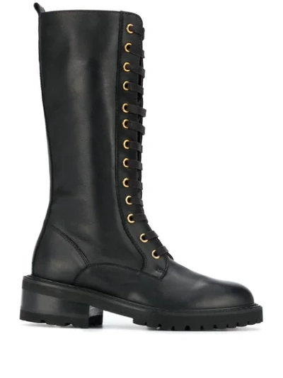 Paul Warmer Lace-up Low-heel Boots In Black