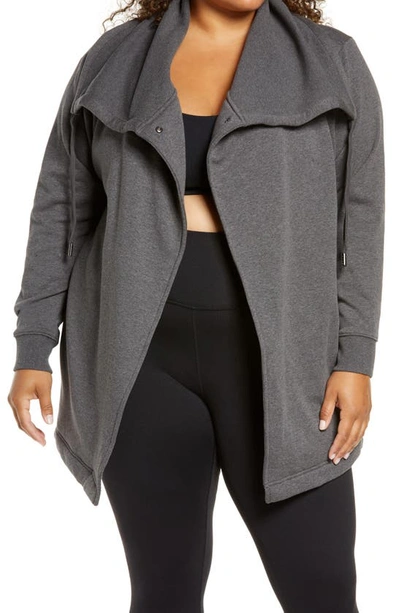 Zella Amazing Cozy Wrap Jacket In Grey Medium Charcoal Heather