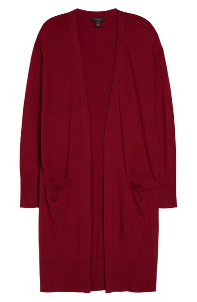 Halogenr Open Front Pocket Cardigan In Red Pomegranate