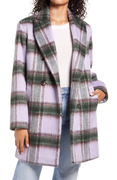 Halogenr Halogen Plaid Brushed Coat In Purple- Green Plaid ModeSens