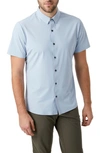 7 Diamonds American Me Slim Fit Short Sleeve Button-up Performance Shirt In Dusty Blue