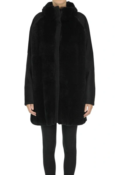 Martylo Fur Front Insert Coat In Black