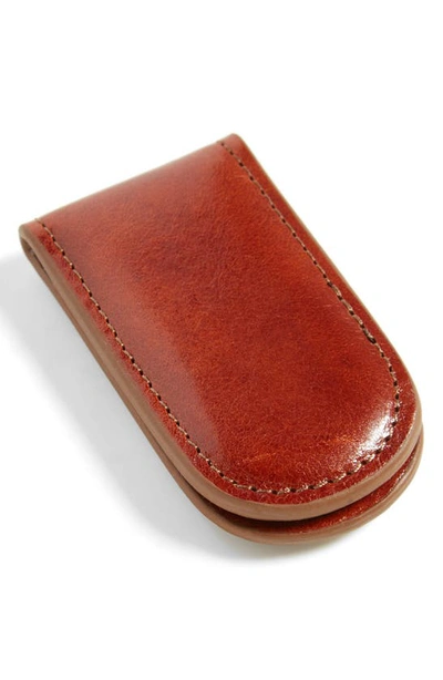 Bosca Leather Money Clip In Amber