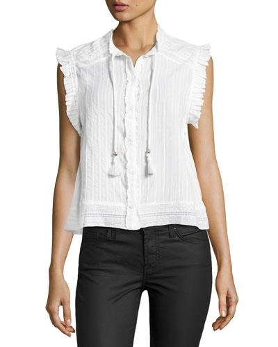 Zadig & Voltaire Cory Cotton Ruffled Top, White